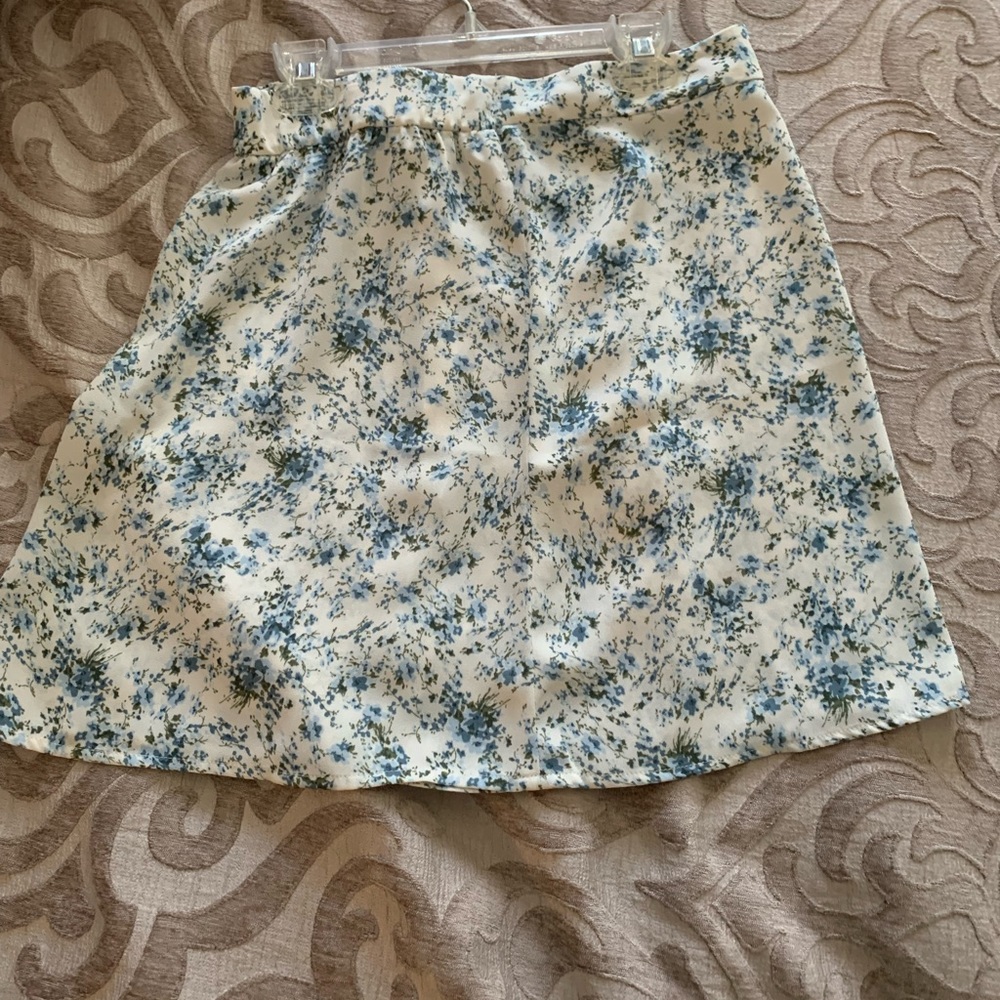 Blue and white floral skirt